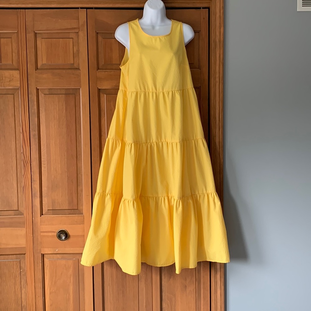 yellow tiered maxi dress
